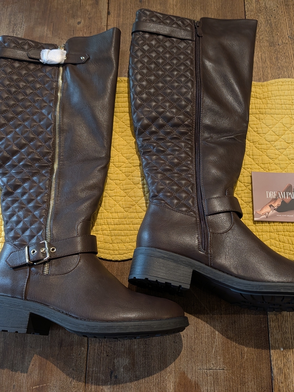 Dream Pairs Quilted Over-the-Knee Riding Boots - Dark Brown